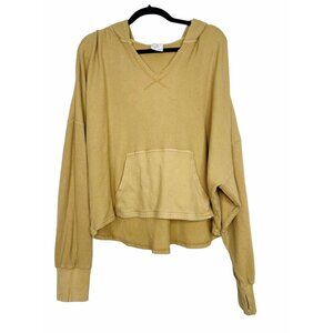 OFFLINE by Aerie Waffle Hoodie Knit Hooded Sweater Tan Size XL